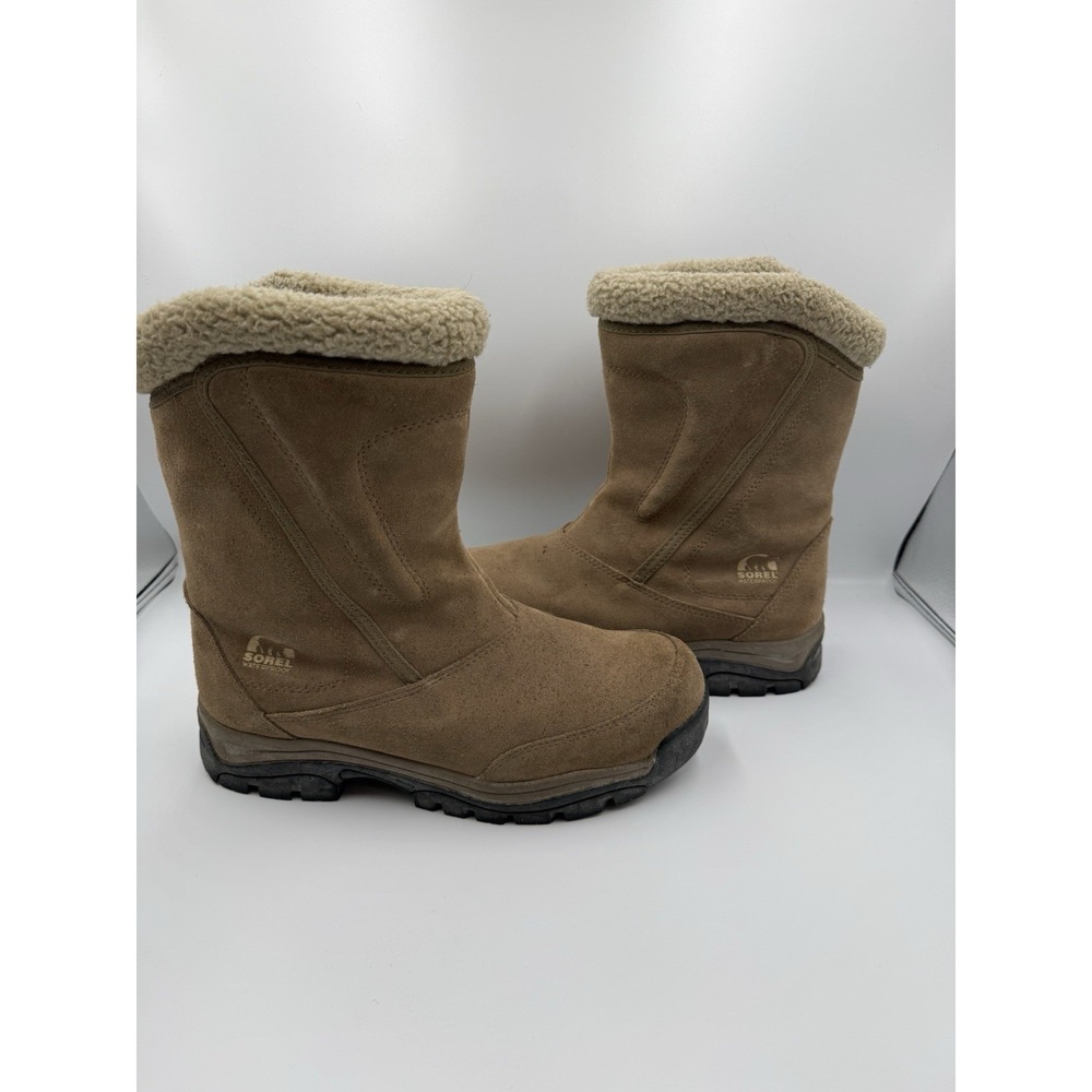 Sorel Waterfall NL1964 Waterproof Winter Boots Women's 8.5 Brown Shearling READ